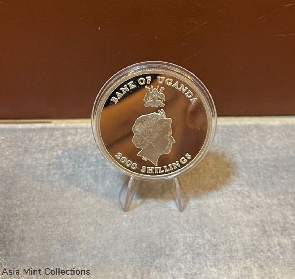 coins ingots bullion 2002 uganda 2000 shilings lucky cat maneki neko colorized silver proof 1oz coin