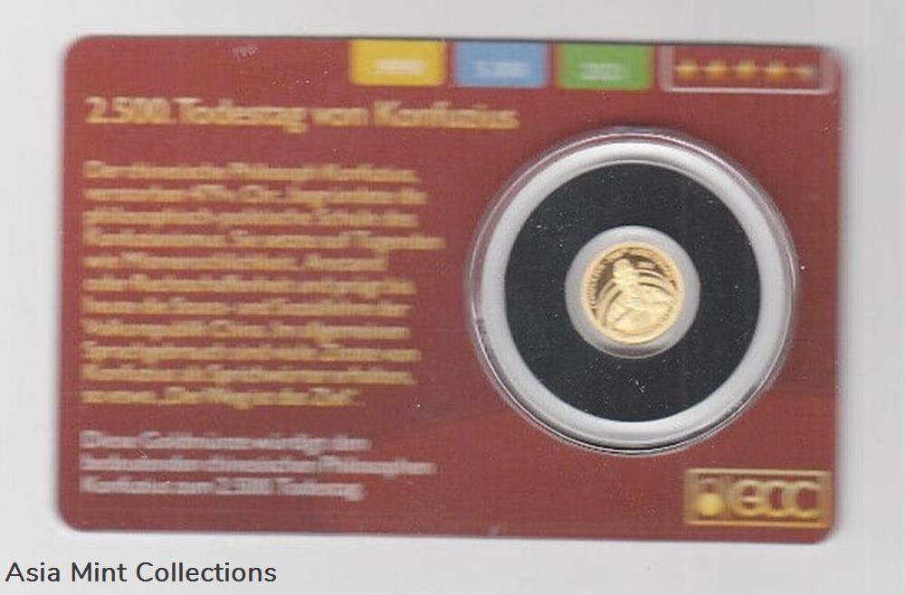 2021 - Gold Coin Card - Congo 10 Francs Gold PP Confucius coins ingots bullion 2021 gold coin card congo 10 francs gold pp confucius