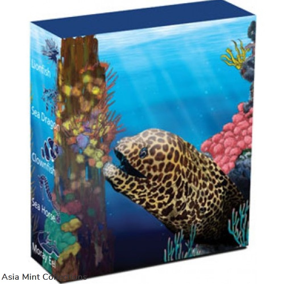 2010 Sea Life The Reef Moray Eel 3 coins ingots bullion silver coin 2010 sea life the reef moray eel
