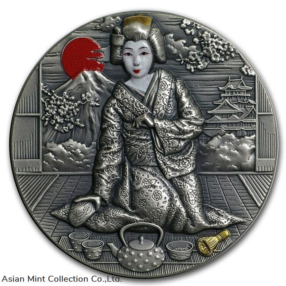 2019 - Geisha 2oz Antique Finish Silver Coin 2$ Niue coins ingots bullion 2019 geisha 2oz antique finish silver coin 2 niue