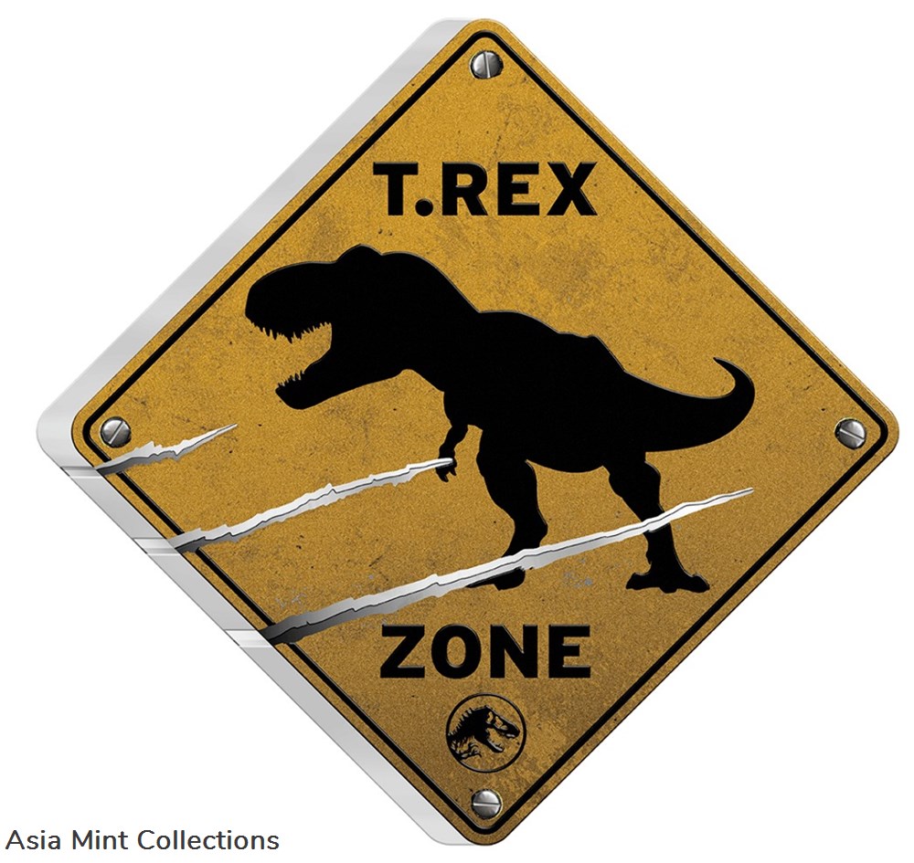 2022 Niue Jurassic World Dominion T.Rex Sign 2oz Silver Shaped Coin coins ingots bullion 2022 niue jurassic world dominion t rex sign 2oz silver shaped coin