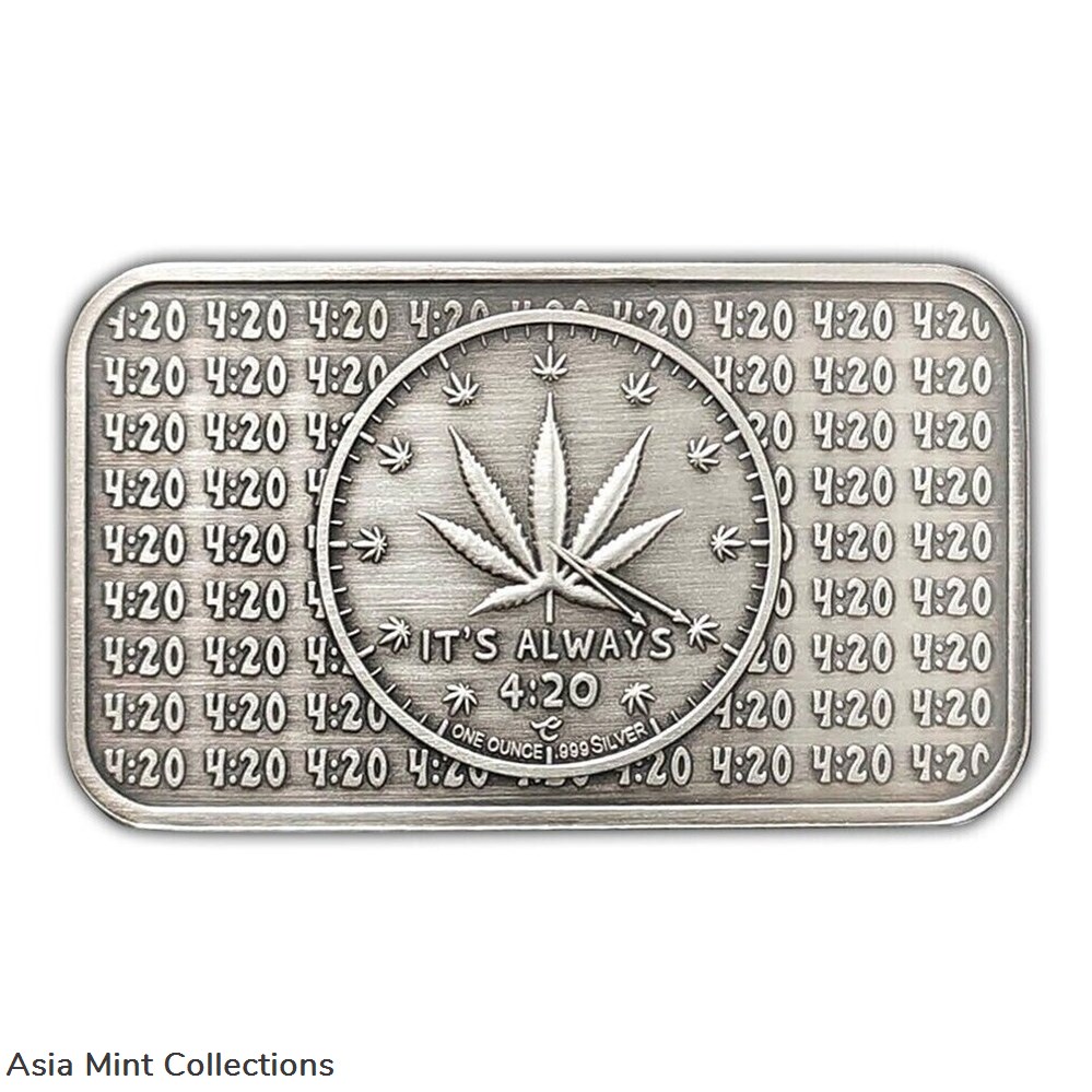 2023 - Happy Halloweed II Antiqued 1 oz Silver Bar - 420 Mintage 3 coins ingots bullion coin 2023 happy halloweed ii antiqued 1 oz silver bar 420 mintage