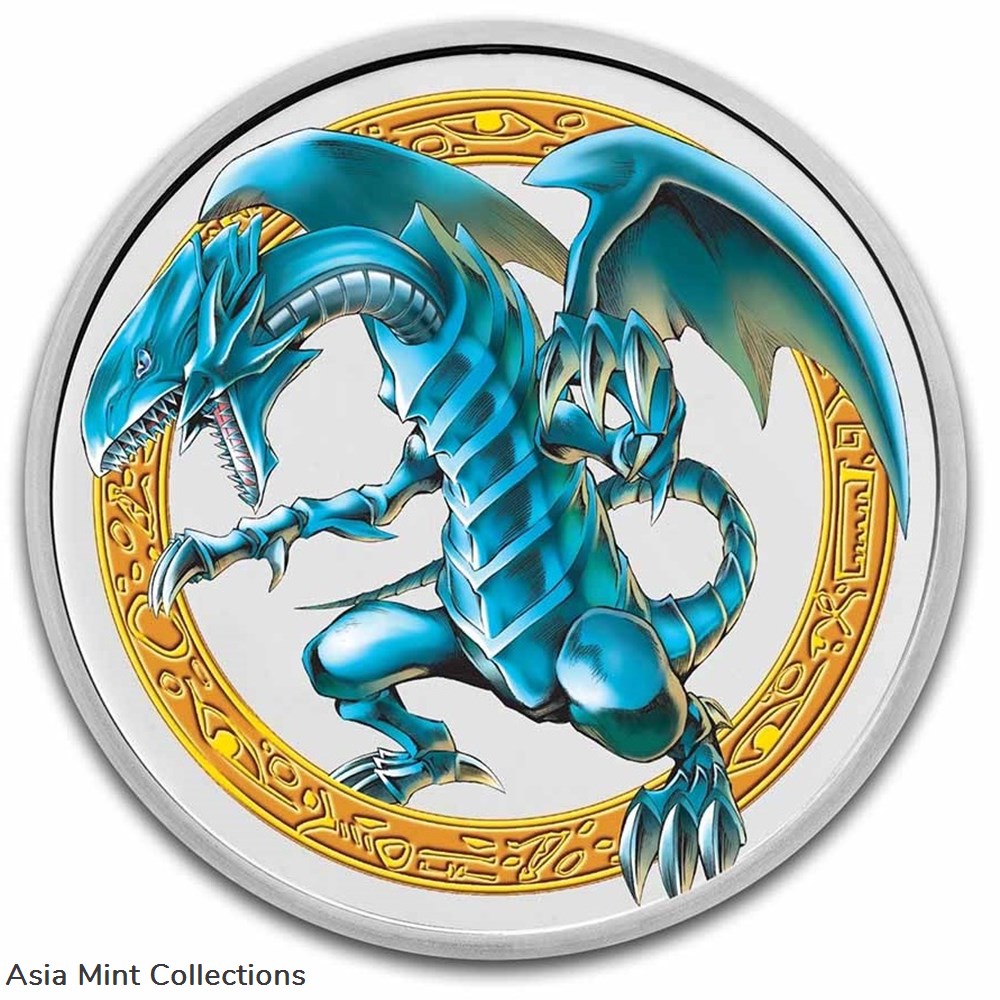 2023 - Yu-Gi-Oh! Blue-Eyes White Dragon 1oz 999 Silver Colored Niue ST/BU in TEP 3 coins ingots bullion coin 2023 yu gi oh blue eyes white dragon 1oz 999 silver colored niue st bu in tep
