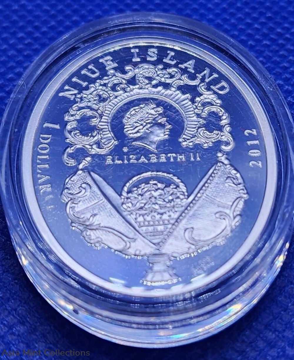 2012 - NIUE "Swan Egg" $1 IMPERIAL FABERGE EGGS Proof Silver Coin W/ Swarovski 2 coins ingots bullion 2012 niue swan egg 1 imperial faberge eggs proof silver coin w swarovski