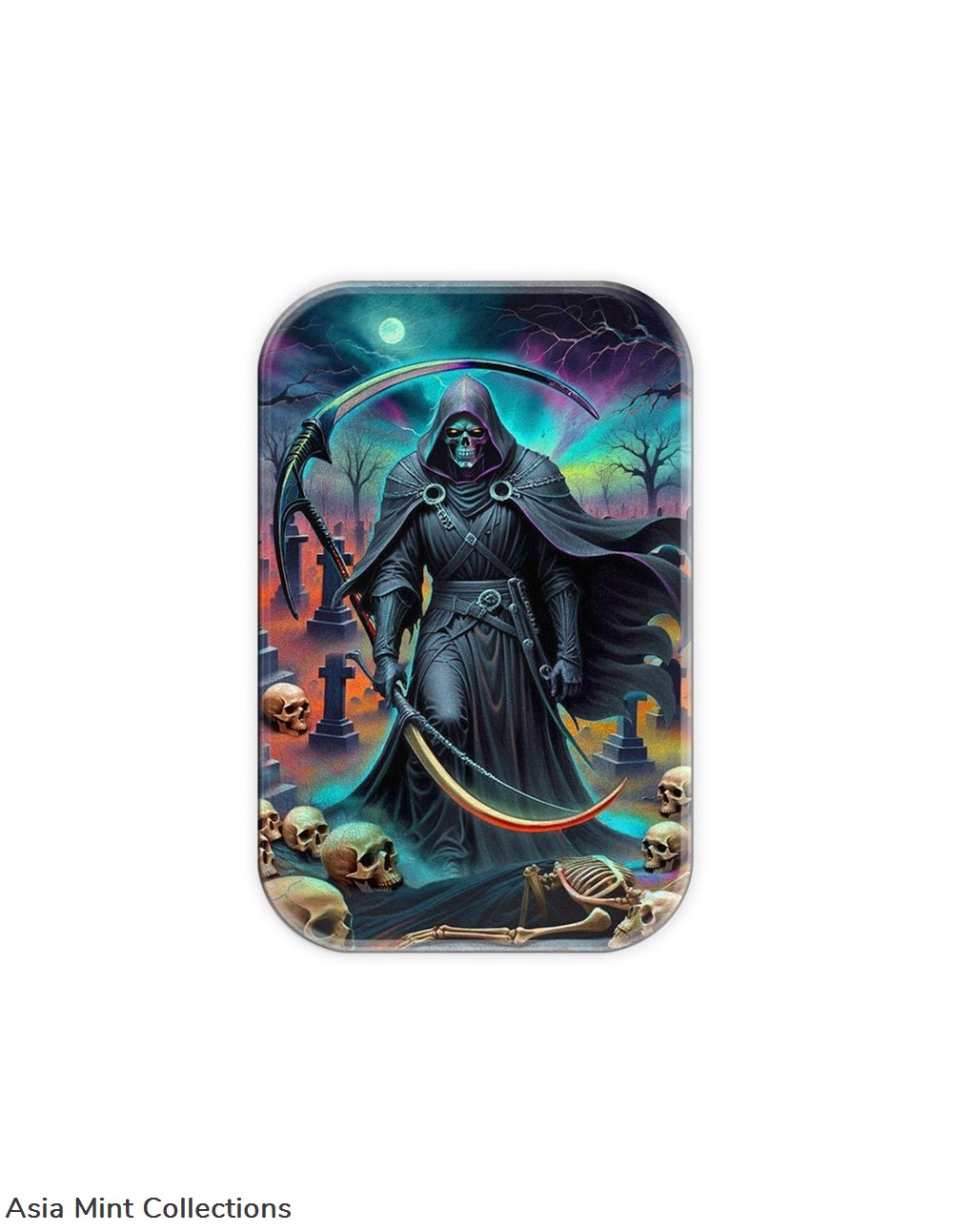 2024 - GRIM REAPER Cast Bar 2 Oz Silver Bar coins ingots bullion coin 2024 grim reaper cast bar 2 oz silver bar