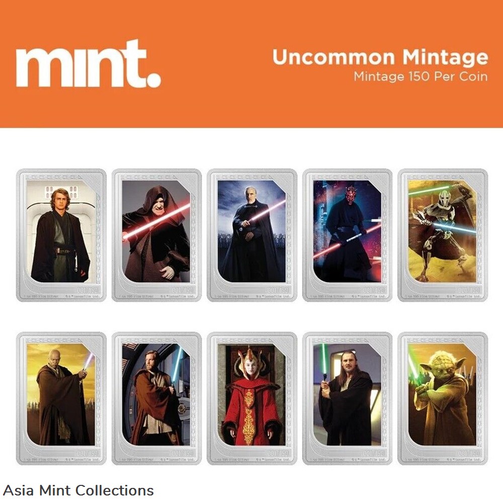 2023 Niue Star Wars Mint Trading Coins -Darth Sidious Uncommon Mintage (114/150) 3 medals 2023 niue star wars mint trading coins darth sidious uncommon mintage 114 150