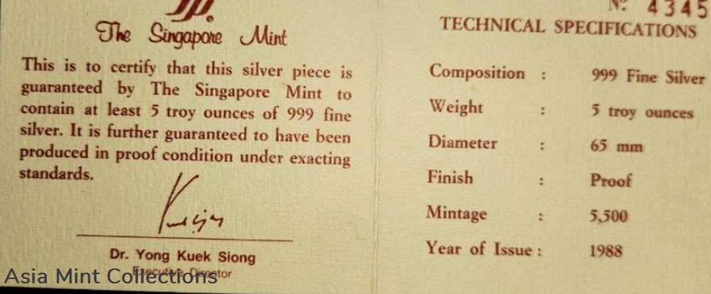 coins ingots bullion coin 1988 fine silver proof singapore dragon medallion 5oz