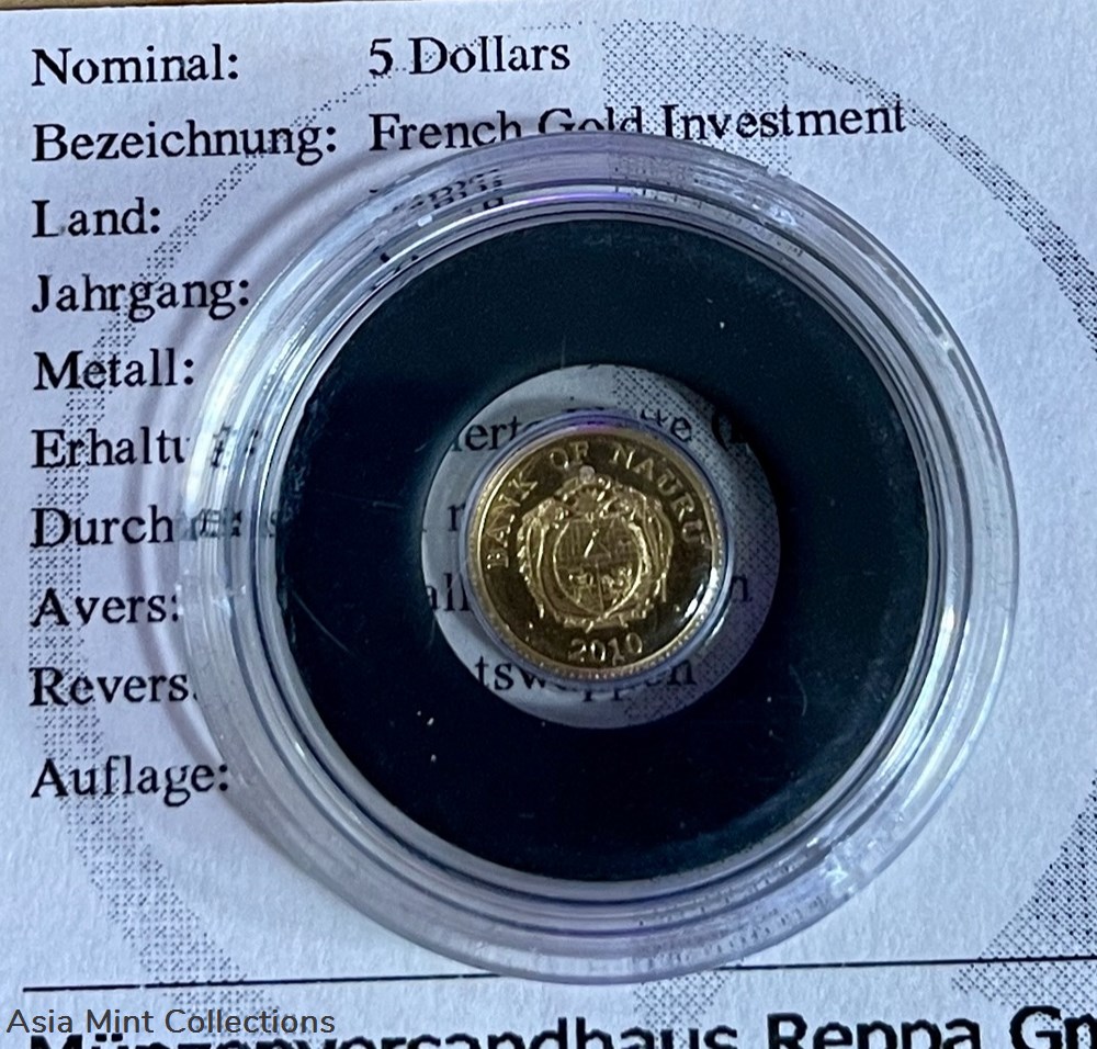 2010 NAURU - $5 IN 9999 GOLD (0.5G), PP - FRENCH GOLD INVESTMENT Rooster coins ingots bullion coin 2010 nauru 5 in 9999 gold 0 5g pp french gold investment rooster
