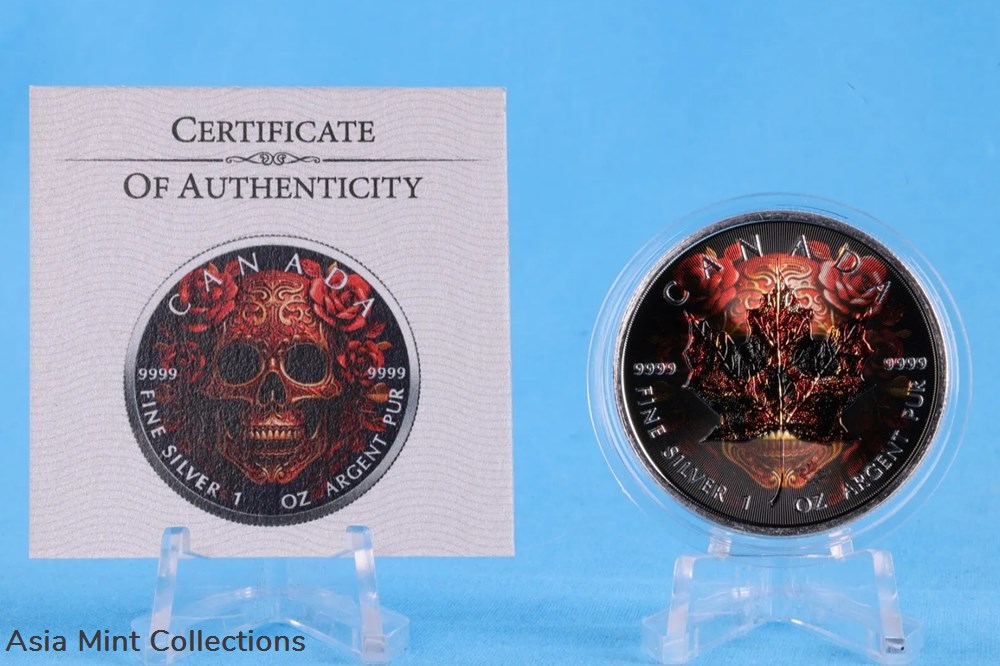 2023 Canada Mexico Skull 1 oz Silver Color Coin - COLOR EDITION 4 coins ingots bullion 2023 canada mexico skull 1 oz silver color coin color edition