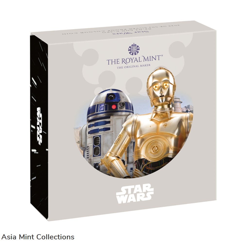 2023 - Star Wars R2-D2 and C-3PO UK 50p Silver Proof Colour Coin 5 coins ingots bullion 2023 star wars r2 d2 and c 3po uk 50p silver proof colour coin