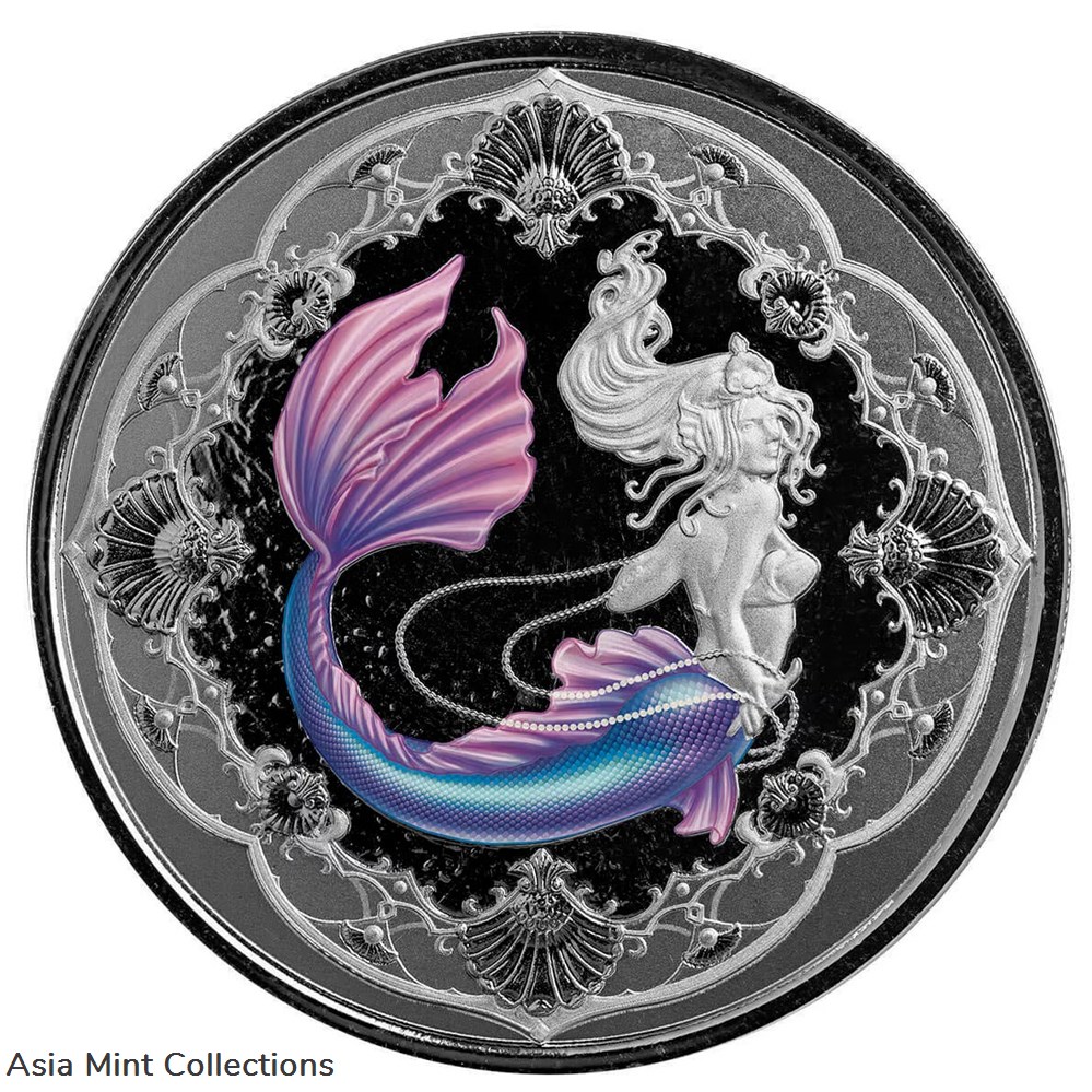 2022 - Samoa 2 Tala 1oz 999 Silver Mermaid Princess of the Seas Color Proof 2 coins ingots bullion 2022 samoa 2 tala 1oz 999 silver mermaid princess of the seas color proof