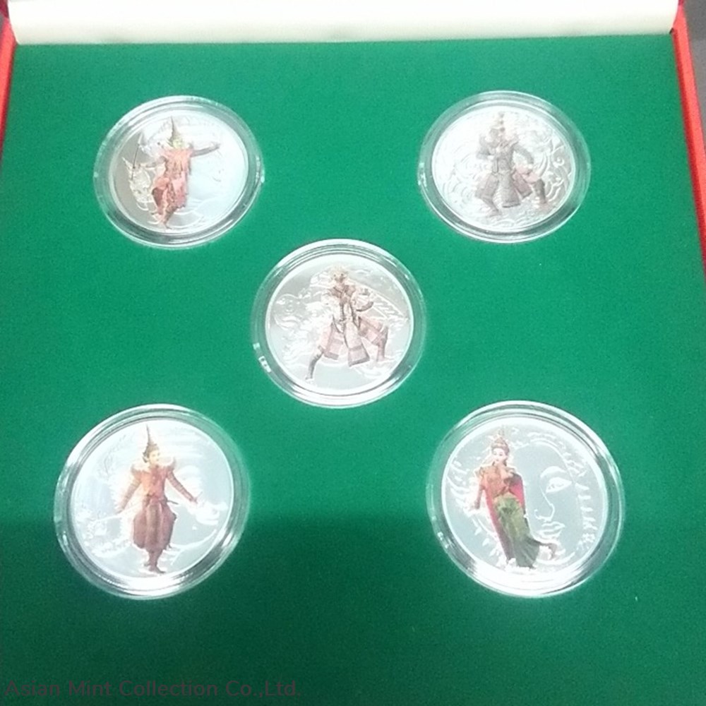 Commemorative Coin of Ramayana,Complete set of 5 coins, Nickel Color printedwith box and certificate 4 commemorative coin of ramayana complete set of 5 coins nickel color printedwith box and certificate