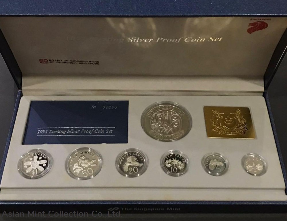 1991 Sterling Silver Proof Coin Set With Original box & Cert. 0.925 silver 2 coins ingots bullion 1991 sterling silver proof coin set with original box cert 0 925 silver