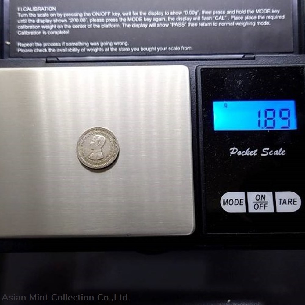 coins 1876 thailand coat of arms 1 fuang 1 8 baht silver coin rama v straight headed rare
