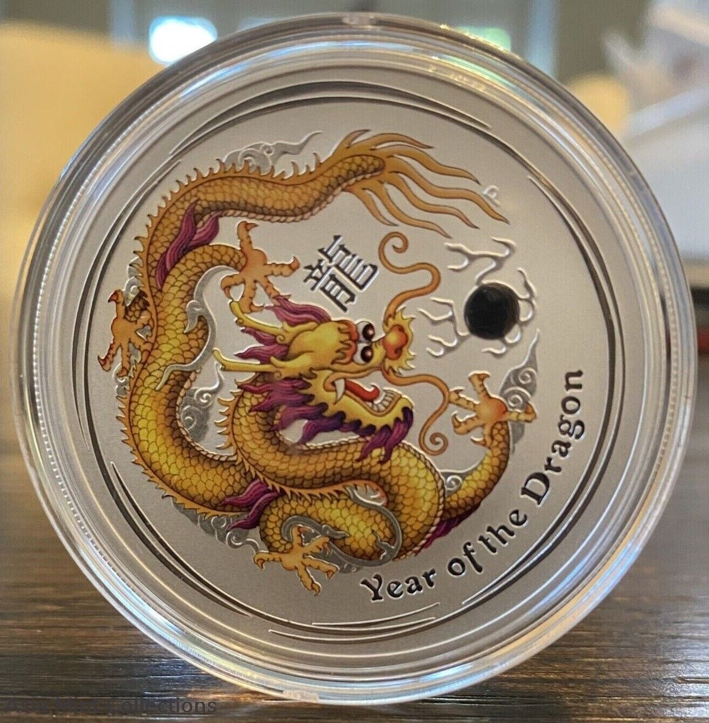 2012 - Silver and gold proof coins, Australia's 10-color dragon set. 6 ingots bullion 2012 silver and gold proof coins australia s 10 color dragon set