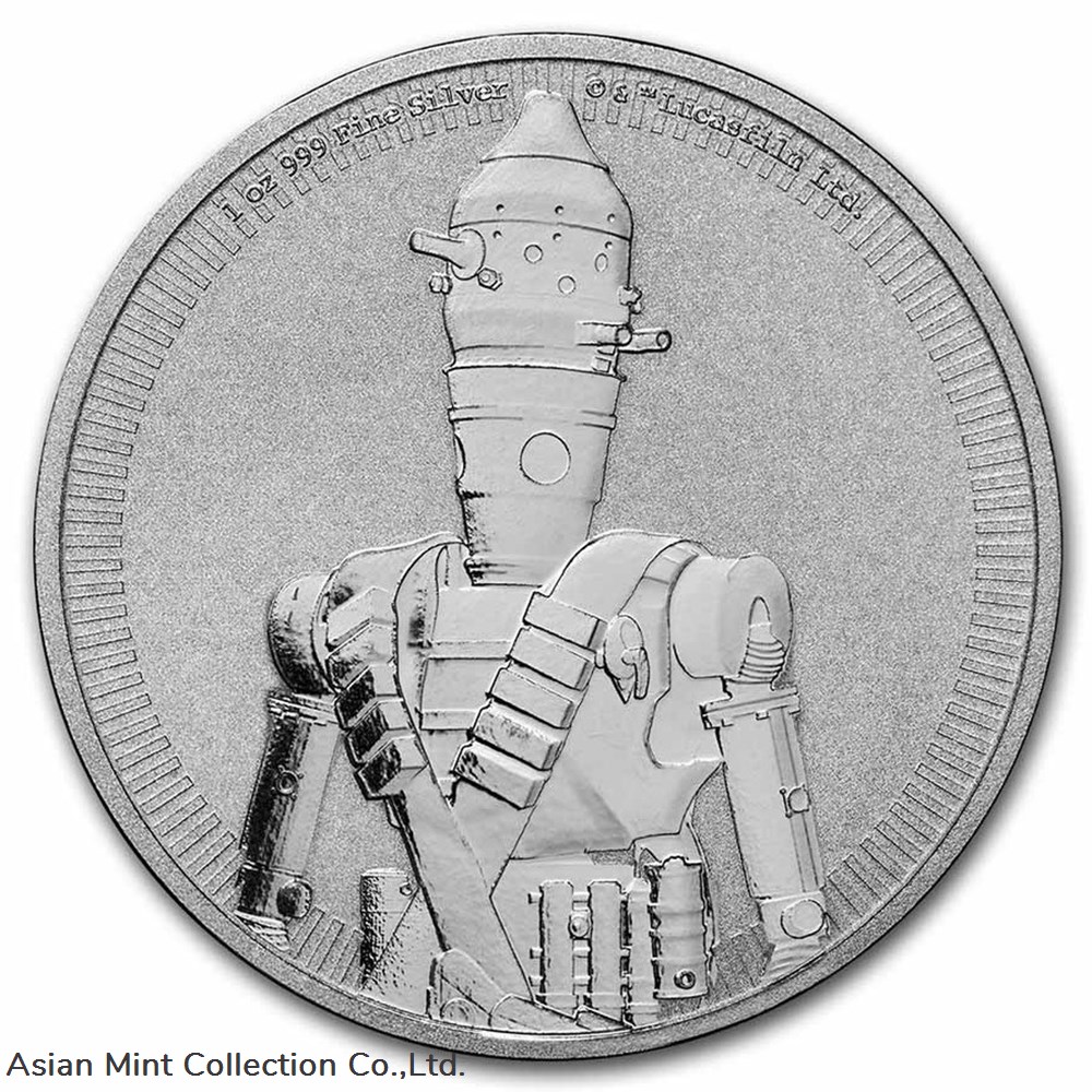 2022 - NIUE 1 OZ $2 STAR WARS - THE MANDALORIAN - IG-11 - SILVER COIN coins ingots bullion 2022 niue 1 oz 2 star wars the mandalorian ig 11 silver coin
