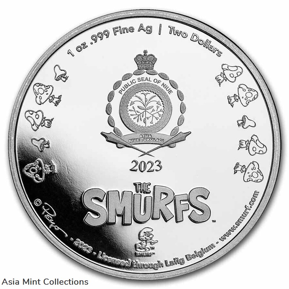 2023 - Smurfs Smurfs 65th Anniversary 1oz 999 Silver Niue Proof with Original Packaging 2 coins ingots bullion coin 2023 smurfs smurfs 65th anniversary 1oz 999 silver niue proof with original packaging