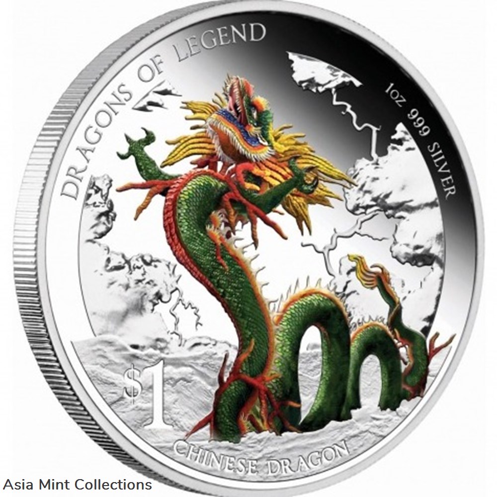 2012 - Dragons Of Legend Chinese Dragon 1 oz proof silver coin Tuvalu coins ingots bullion 2012 dragons of legend chinese dragon 1 oz proof silver coin tuvalu