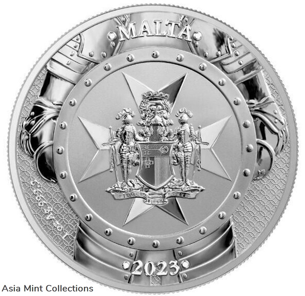 2023 - Malta Knights of the Past Silver 1 oz Silver 5 Euro Germania Mint with Original Packaging 3 coins ingots bullion coin 2023 malta knights of the past silver 1 oz silver 5 euro germania mint with original packaging