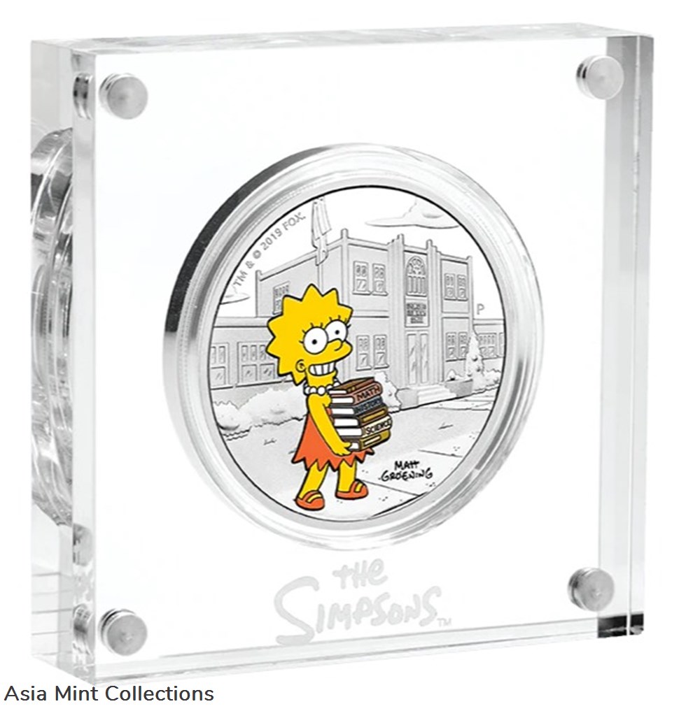 2019 The Simpsons Lisa Simpson 1oz $1 Silver Proof Coin - Monnaies