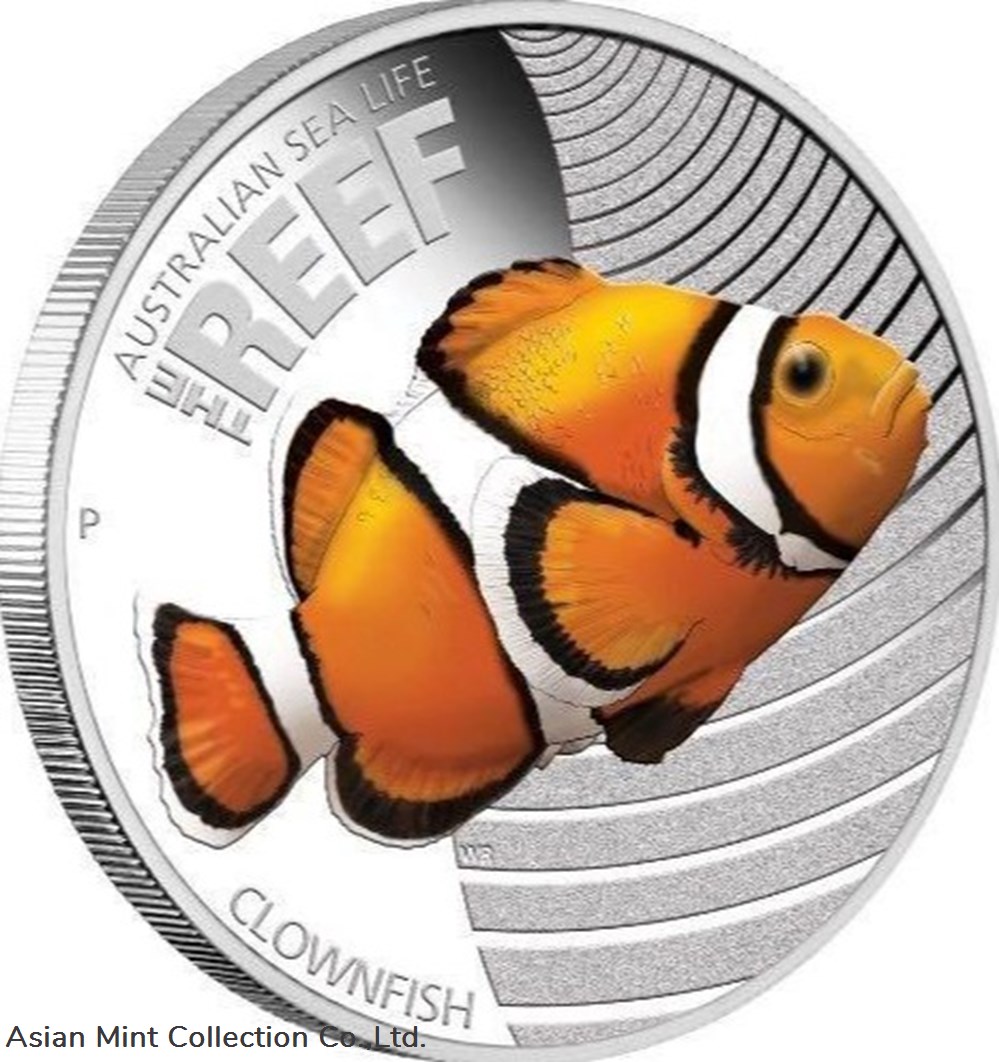 2010 - Australian Mint - Sea Life The Reef Clownfish coins ingots bullion silver coin 2010 australian mint sea life the reef clownfish