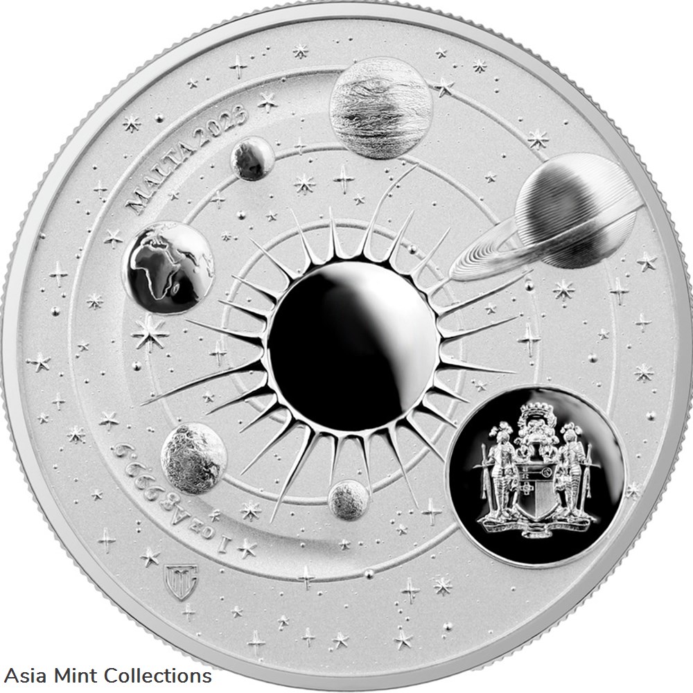 2023 - Malta Copernicus 1 oz Silver 999.9 5 Euro Color in Original Folder BU 2 coins ingots bullion coin 2023 malta copernicus 1 oz silver 999 9 5 euro color in original folder bu