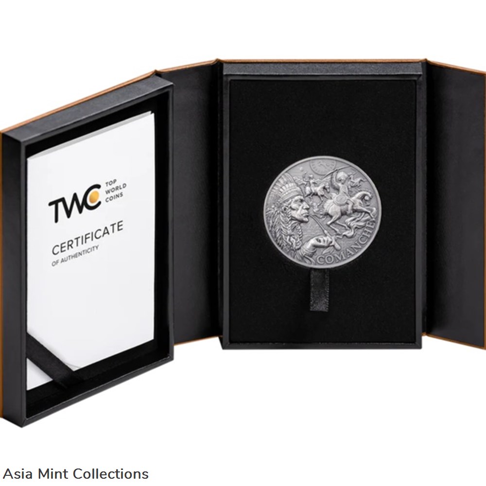 2024 - Comanche Tribal Spirit 2 oz Antique finish Silver Coin Cameroon 3 coins ingots bullion 2024 comanche tribal spirit 2 oz antique finish silver coin cameroon
