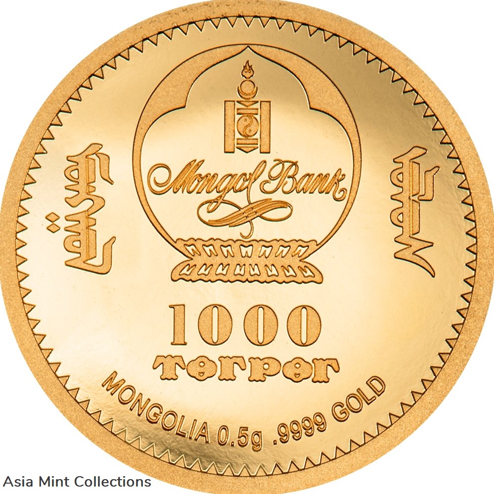 2024 Mongolia Lunar Year of the Dragon .5g Gold Proof Coin 2 coins ingots bullion silver 2024 mongolia lunar year of the dragon 5g gold proof coin