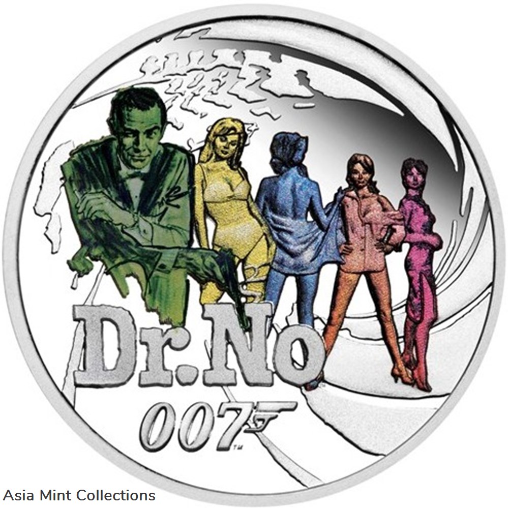 2021 Tuvalu-Perth Mint Minted $0.5 James Bond 007 "Dr.No" 1/2oz Colorized Silver Proof Coin coins ingots bullion 2021 tuvalu perth mint minted 0 5 james bond 007 dr no 1 2oz colorized silver proof coin