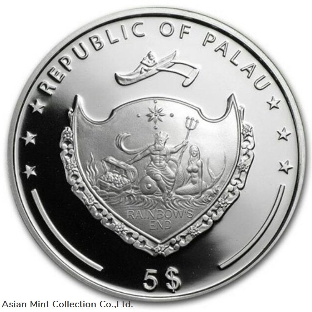 2010 - Palau Silver $5 Marine Life Protection Blue Pearl Oyster 2 coins ingots bullion coin 2010 palau silver 5 marine life protection blue pearl oyster