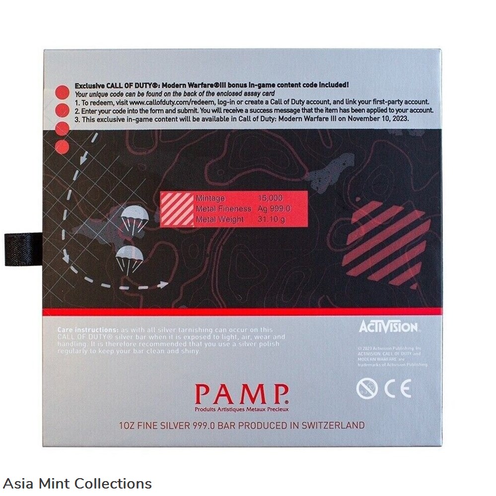 2023 PAMP Suisse Call of Duty 20th Anniversary 1 oz Silver Bar 4 coins ingots bullion coin 2023 pamp suisse call of duty 20th anniversary 1 oz silver bar