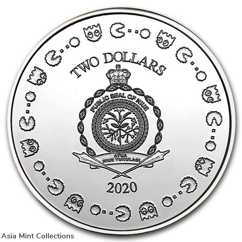 2020 Niue PAC-MAN 1 oz Colorized SILVER Coin in TEP ~ 40th Anniversary Pacman 4 coins ingots bullion 2020 niue pac man 1 oz colorized silver coin in tep 40th anniversary pacman