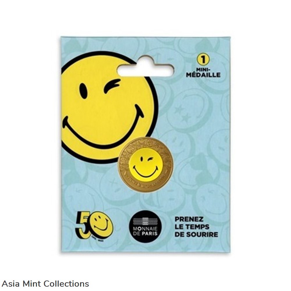 2022 - 50th anniversary of the Smiley (joy) 3 coins ingots bullion copper coin 2022 50th anniversary of the smiley joy