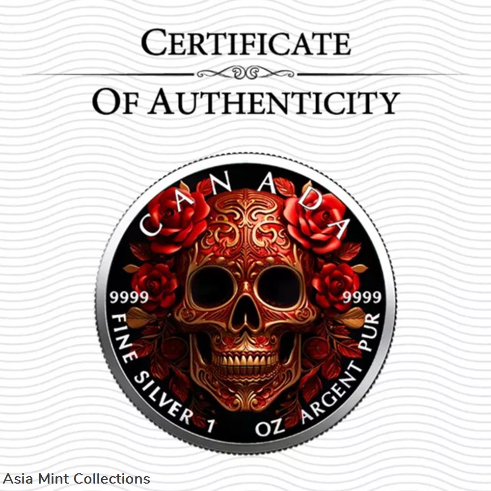 2023 Canada Mexico Skull 1 oz Silver Color Coin - COLOR EDITION 2 coins ingots bullion 2023 canada mexico skull 1 oz silver color coin color edition