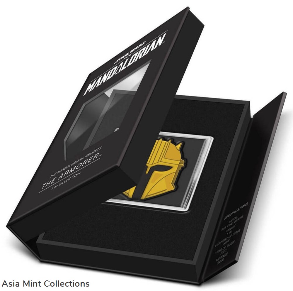 2023 Niue Star Wars Mandalorian Helmet Armorer 1oz Silver Colorized Proof Coin 6 coins ingots bullion 2023 niue star wars mandalorian helmet armorer 1oz silver colorized proof coin