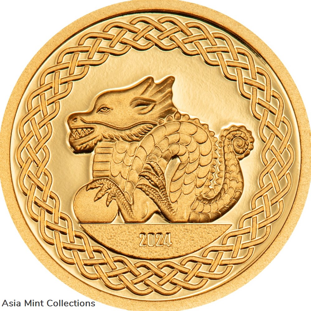 2024 Mongolia Lunar Year of the Dragon .5g Gold Proof Coin coins ingots bullion silver 2024 mongolia lunar year of the dragon 5g gold proof coin