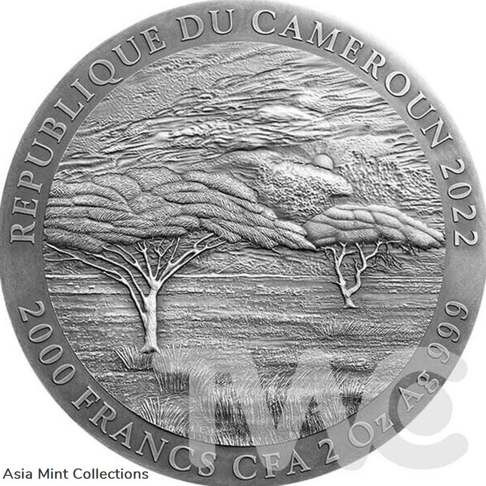 2022 - Buffalo Expressions of Wildlife 2 oz Antique finish Silver Coin Cameroon 2 coins ingots bullion 2022 buffalo expressions of wildlife 2 oz antique finish silver coin cameroon