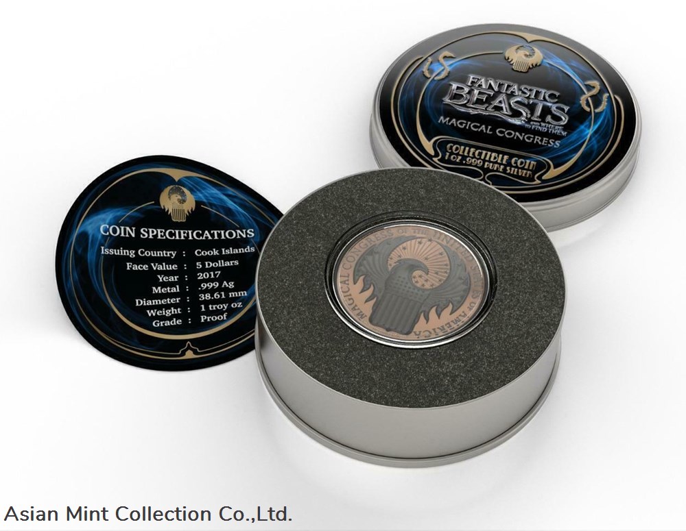 2017 - MAGICAL CONGRESS OF THE USA Fantastic Beasts Macusa 1 Oz Silver Coin 5$ Cook Islands 3 coins ingots bullion 2017 magical congress of the usa fantastic beasts macusa 1 oz silver coin 5 cook islands