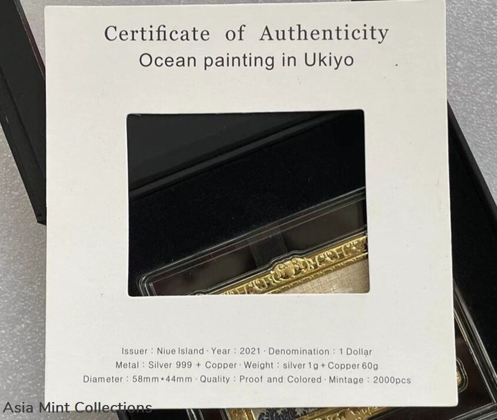 2021 - Niue World famous painting jigsaw series Kanagawa waves silver&copper coin 3 coins ingots bullion 2021 niue world famous painting jigsaw series kanagawa waves silver copper coin