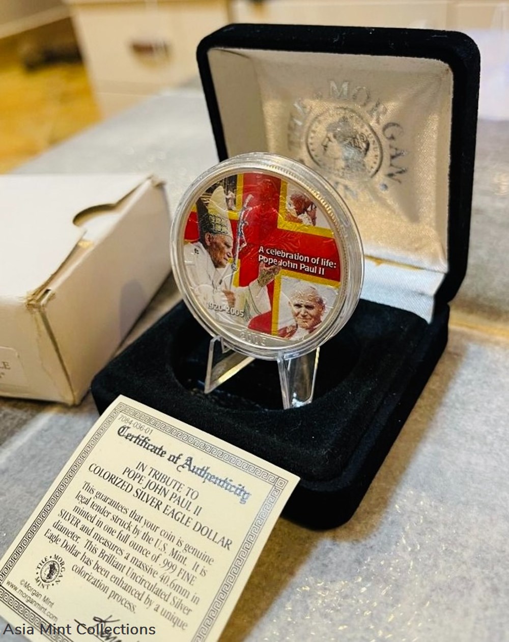 2005 America Silver Eagle $1 Colorized Enhanced Pope John Paul II Silver Coin - 1oz 2 coins ingots bullion 2005 america silver eagle 1 colorized enhanced pope john paul ii silver coin 1oz