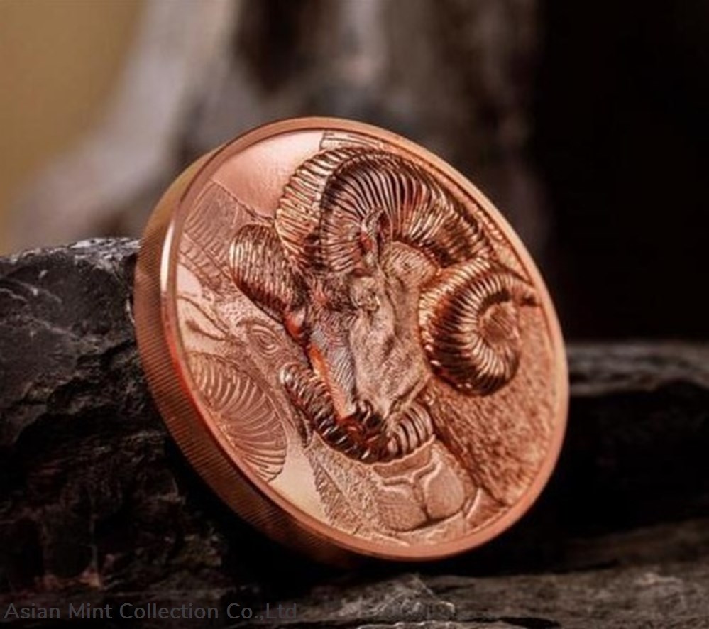 2021 - 50g Copper Mongolia - ARGALI Wildlife - Series Wild Mongolia 3 coins ingots bullion coin 2021 50g copper mongolia argali wildlife series wild mongolia