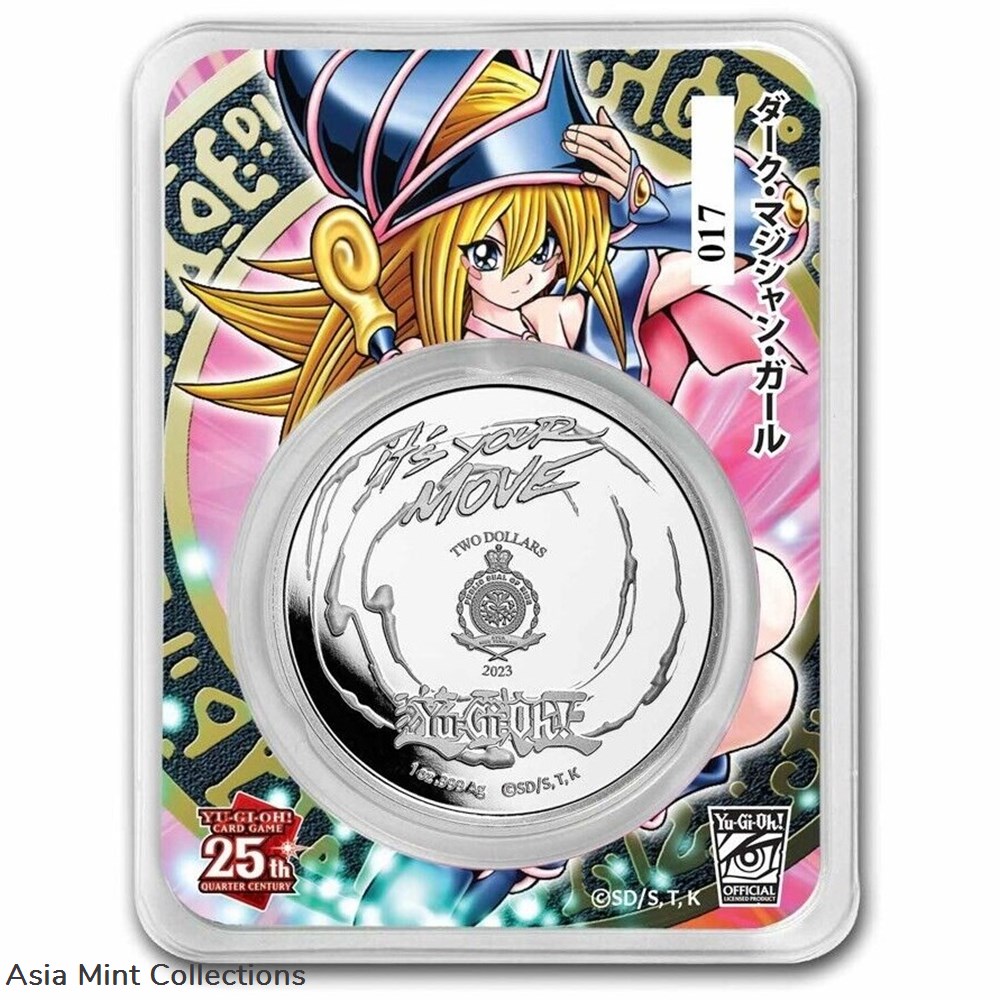 coins ingots bullion coin 2023 yu gi oh dark magician girl 1oz 999 silver colored niue st bu in tep