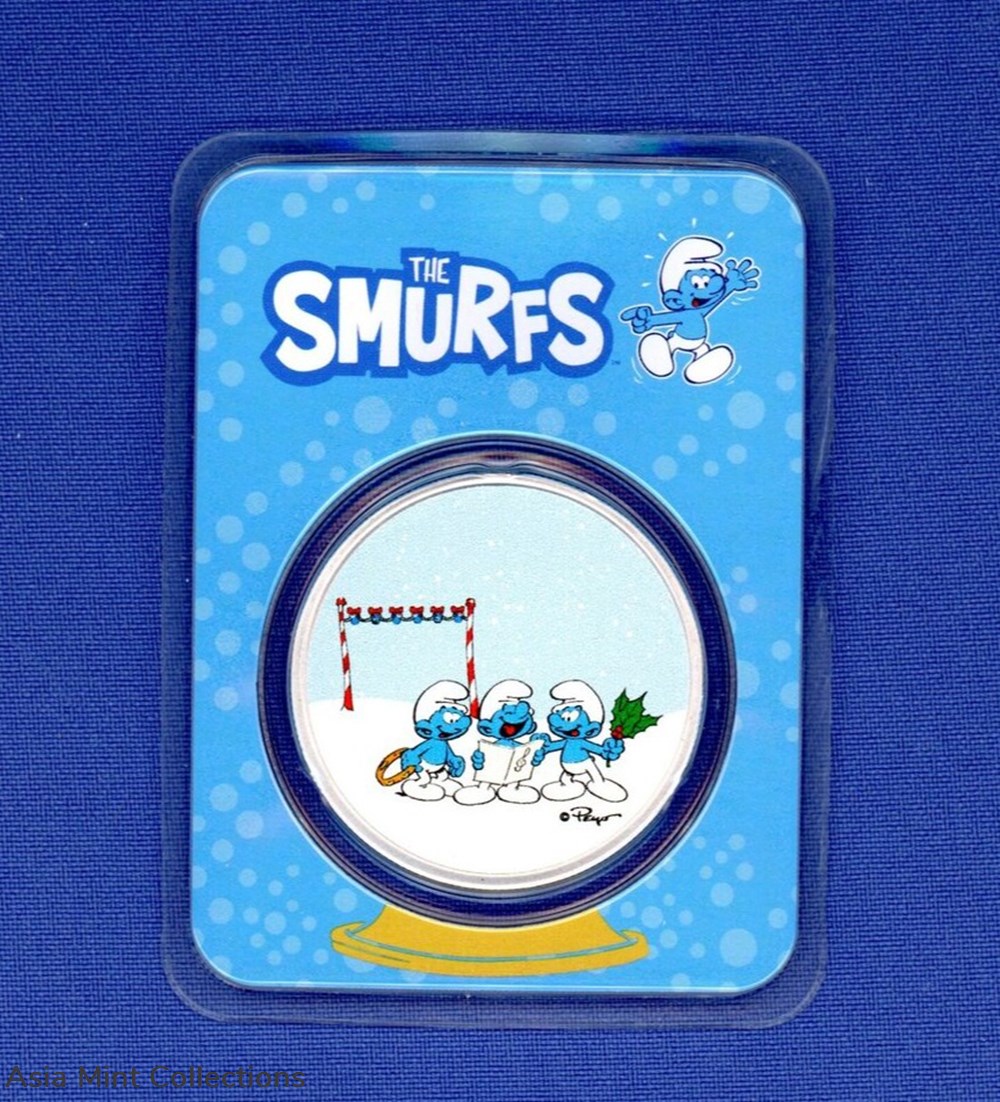 2023 - Smurfs Smurfs Christmas Carol 1 Oz 999 Silver Colored Niue ST/BU 2 coins ingots bullion coin 2023 smurfs smurfs christmas carol 1 oz 999 silver colored niue st bu