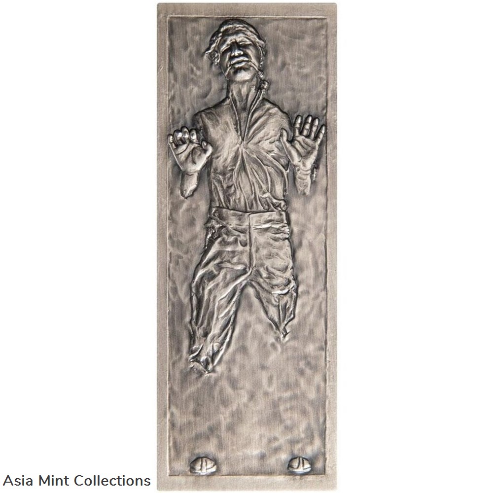 2022 Star Wars Han Solo™ in Carbonite - 10 OZ Silver Proof Coin -Niue 5 coins ingots bullion 2022 star wars han solo in carbonite 10 oz silver proof coin niue