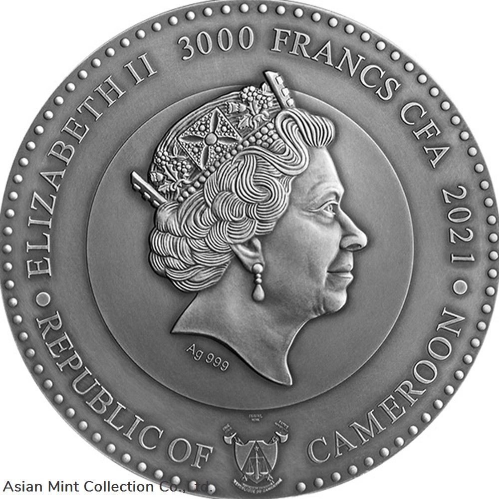 2021 - Neptune Planets and Gods 3 oz Antique finish Silver Coin CFA Cameroon 2 coins ingots bullion 2021 neptune planets and gods 3 oz antique finish silver coin cfa cameroon