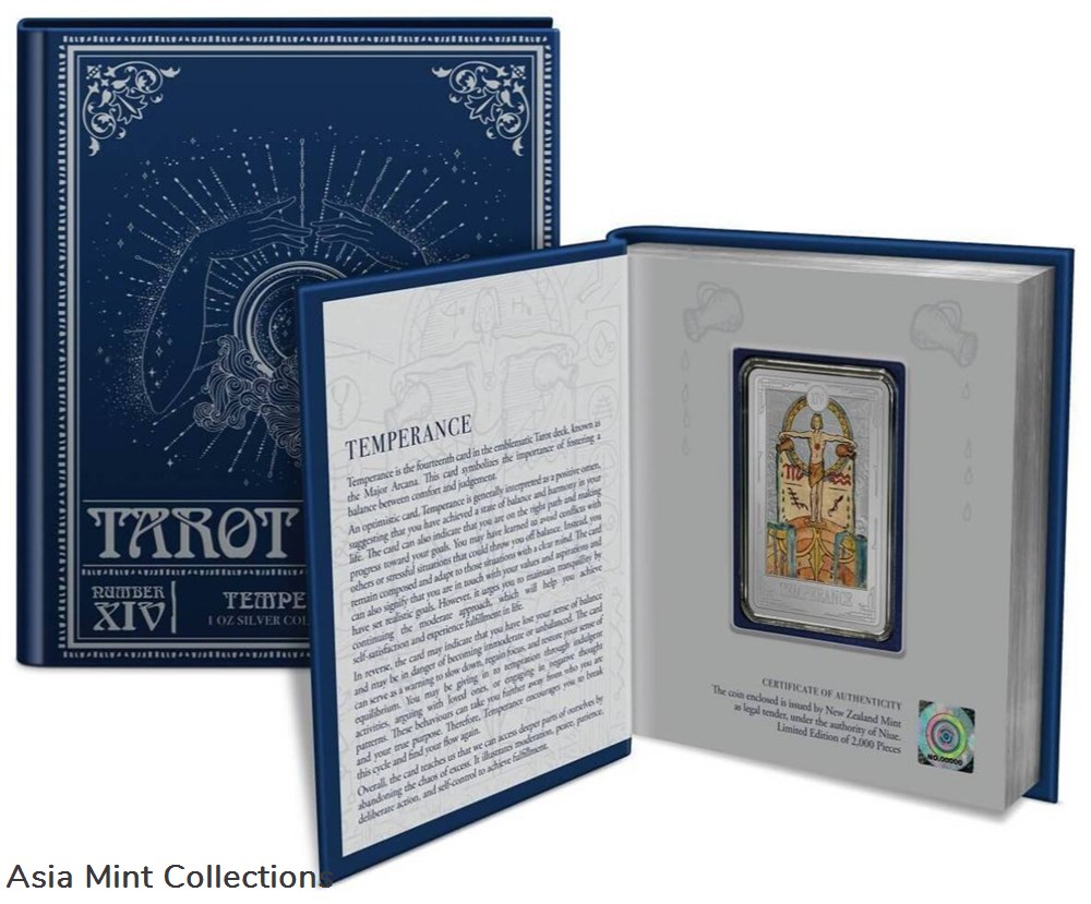 2023 Niue Tarot Cards XIV Temperance 1oz Silver Colorized Proof Coin 3 coins ingots bullion 2023 niue tarot cards xiv temperance 1oz silver colorized proof coin