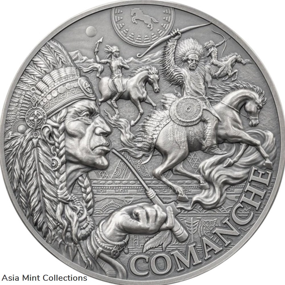 2024 - Comanche Tribal Spirit 2 oz Antique finish Silver Coin Cameroon coins ingots bullion 2024 comanche tribal spirit 2 oz antique finish silver coin cameroon