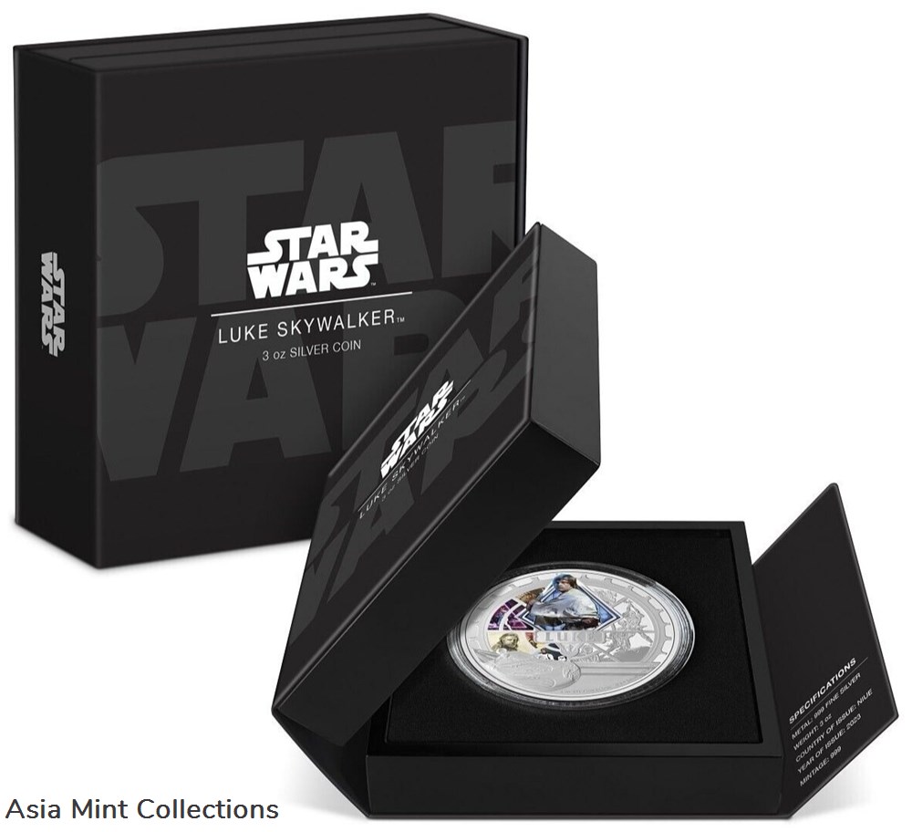 2023 Niue Star Wars Luke Skywalker 3oz Silver Colorized Proof Coin 5 coins ingots bullion 2023 niue star wars luke skywalker 3oz silver colorized proof coin