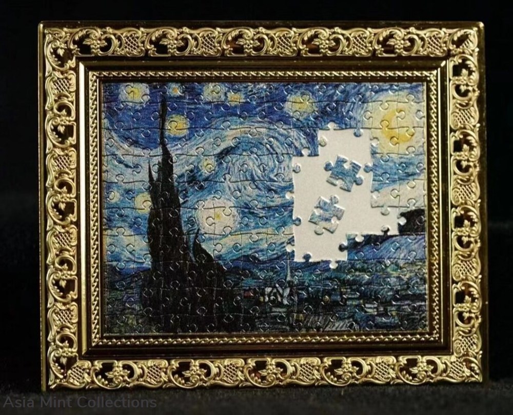 2022 - Niue World famous painting jigsaw series The Starry Night silver copper coin coins ingots bullion 2022 niue world famous painting jigsaw series the starry night silver copper coin