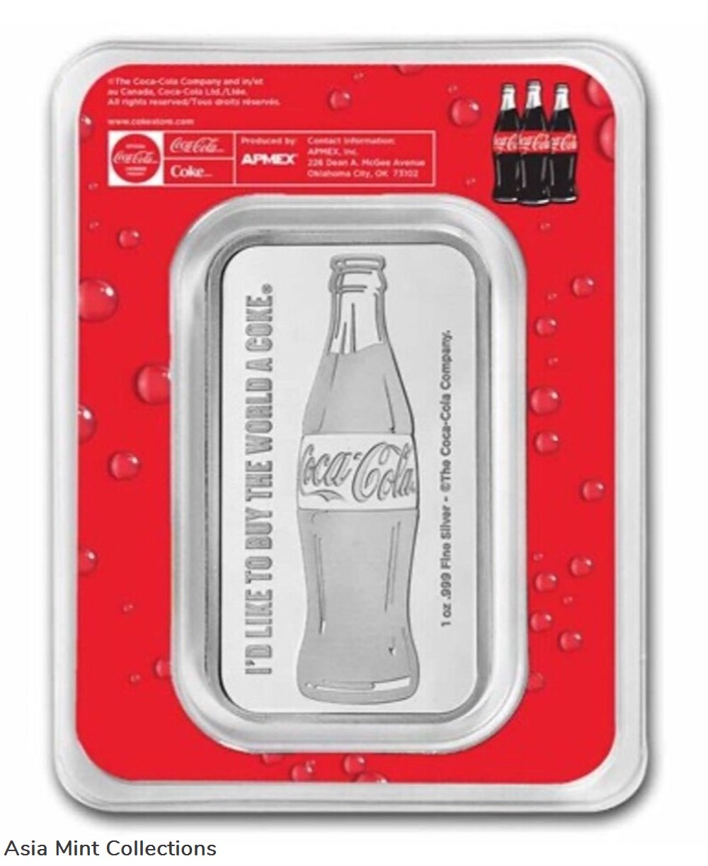 Coca-Cola® 1 oz .999 Silver Colorized Bar In TEP Packaging 2 coins ingots bullion coin coca cola 1 oz 999 silver colorized bar in tep packaging